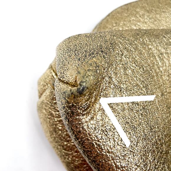 Themoire Gea Clutch Bag Gold Metallic Vegan Laminated Detachable Crossbody - Picture 12 of 16